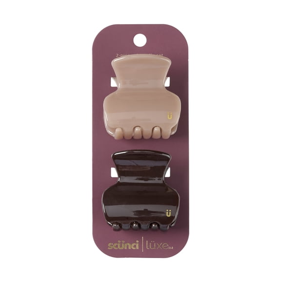 Scunci Luxe by Conair Shaped Claw Clips, Coffee & Chocolate Brown Hair Accessories, 2 Count