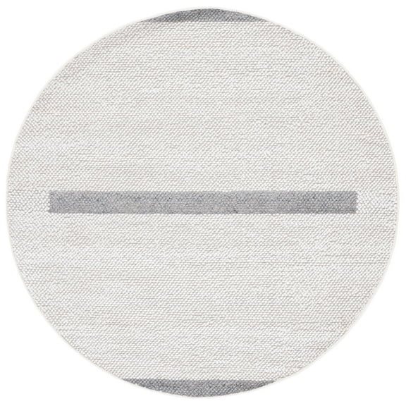SAFAVIEH Natura Marina Striped Wool Area Rug, Ivory/Grey, 6' x 6' Round