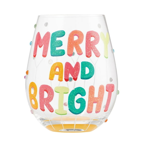 Enesco Lolita Merry and Bright Stemless Glass, 4.53 Inch, Multicolor, 20 oz
