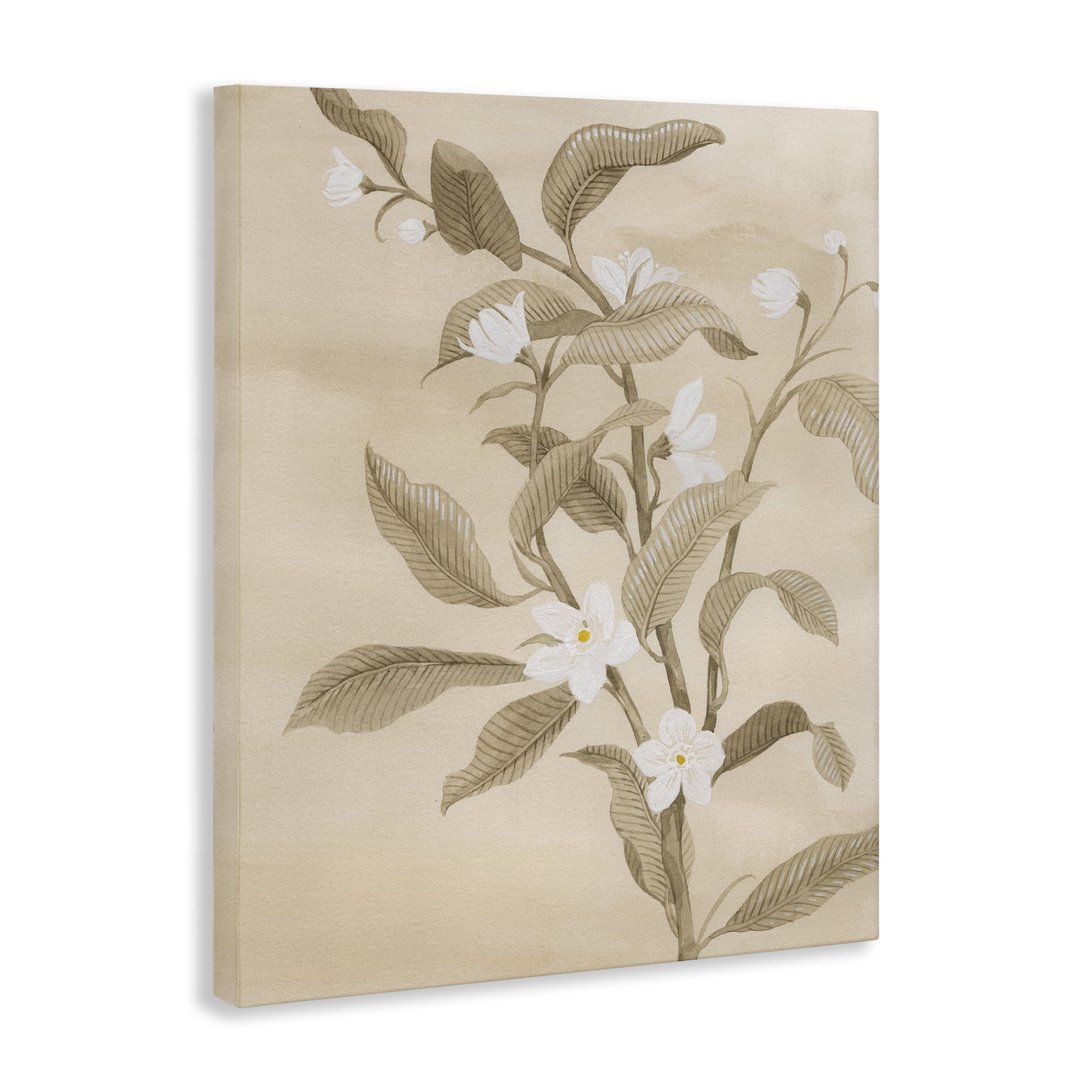 Stupell Industries Neutral White Daffodils Plants & Flowers Painting Wrapped Canvas Art Print Wall Art, 24 x 30