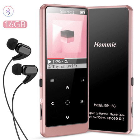 Hommie MP3 Player, 9 Touch Button HiFi Lossless Player, JM5 16GB Pink