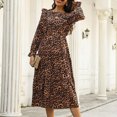 thumbnail image 4 of Vestido de manga larga con volantes y estampado de leopardo con cuello redondo y estampado informal a la moda para mujer Fridja NMB1486, 4 of 7