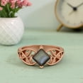 thumbnail image 5 of 5mm Square Shape Natural Labradorite 925 Silver Rose Vermeil Celtic Women Valentines Day Gifts Ring, 5 of 7
