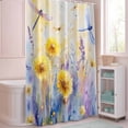 thumbnail image 5 of Shower Curtain Yellow Purple Flower Shower Curtains for Bathroom Decor, Waterproof Polyester Shower Curtain Set with Hooks, Small Stall Size 36" x 72" Watercolor Dragonfly, 5 of 9