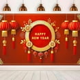 thumbnail image 5 of 2026 Happy New Year Banner Red Lanterns Golden Spring Festival Decoration Coins Blossoms 71x43 Inches Lunar New Year Party Photography Background, 5 of 6