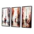 thumbnail image 3 of Designart "Vintage Paris Couple in Love with Eiffel Tower V" City Paris Framed Wall Art Set Of 3 - Red Paris Frame Canvas Set For Living Room Decor, 3 of 6