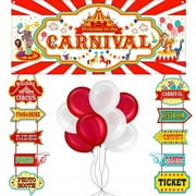 46 pieces circus carnival party decoration set circus theme carnival banner carnival cutouts and circus color balloons circus carnival party suppliers and favors