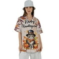 thumbnail image 4 of Happy Thanksgiving American Shorthair Welcome Thankful Fall Autumn Pumpkin Hawaiian Shirt Breathable Summer Unisex Merch Cat Lover Kitten Owner Gifts - 02021, 4 of 6