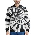 thumbnail image 2 of Chaqueta con estampado de piano para hombre y mujer, color blanco y negro, con estampado 3D, de manga larga, holgada, con cuello alto y cremallera, para primavera y otoño, 2 of 4