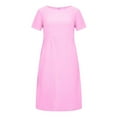 thumbnail image 6 of Summer Savings Clearance 2022! KONBECA Summer Dresses for Women, Summer Fashion Solid Color Round Neck Short Sleeve Cotton Linen Dress Pink XL, 6 of 8