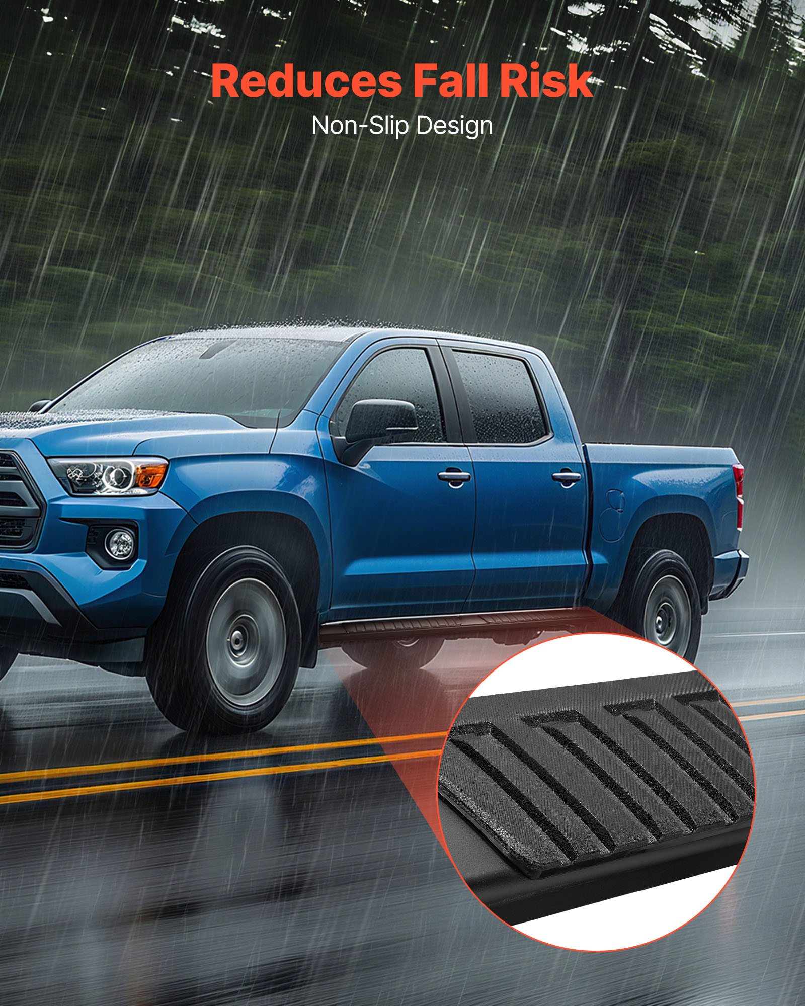 VEVOR Running Boards, 6 Inches Side Steps Compatible with 2009-2018 Dodge Ram 1500 Crew Cab, 2010-2025 Dodge Ram 2500 3500 Crew Cab, Black Textured Aluminum Alloy Nerf Bars, 500 lbs Load Capacity