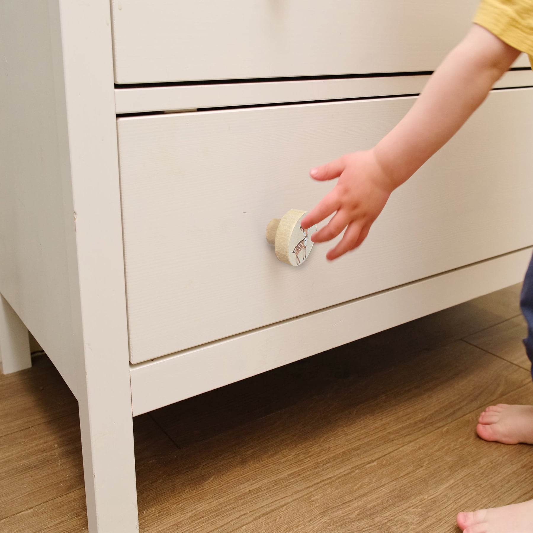 Jamjam Animal Wood Dresser Cabinet Drawer Knobs Round Unique Decorative Wooden Drawer Knobs for Kids Cabinets
