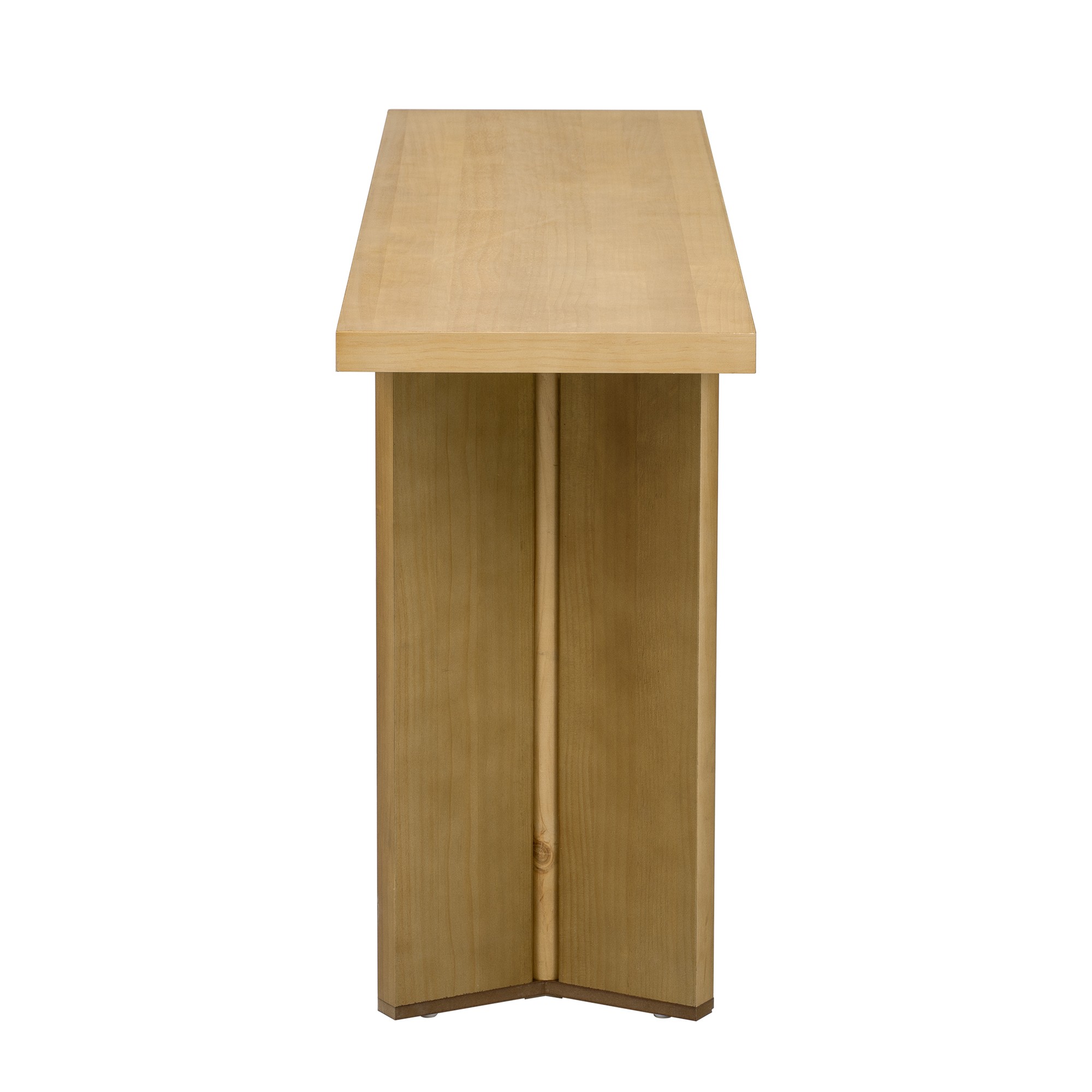 63" Console Table with Pine Veneer and Geometric Legs,Wooden Sofa Table Entryway Table for Living Room,Entryway,Dining Room,Natural