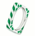 thumbnail image 3 of Sterling Silver Polished Green Enameled Square Ring, 3 of 4