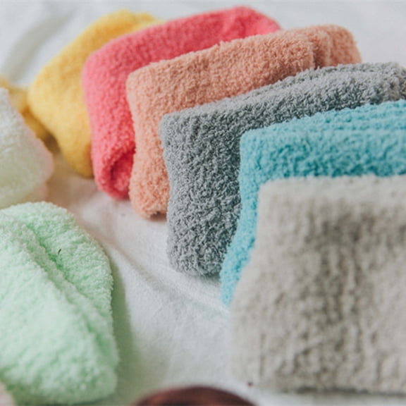 Huepoe 1 Pair Ultra-Soft Thick Cotton Floor Socks for Women & Men - Warm Fluffy Non-Slip Winter Home Socks (9.84")