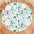 thumbnail image 2 of Pioneer Flower Floral Print Pattern Round Fitted Tablecloth with Elastic Edge,Dining Table Cover Waterproof,Outdoor Round Tablecloth for Camping,Dining,Indoor and Outdoor, 2 of 7