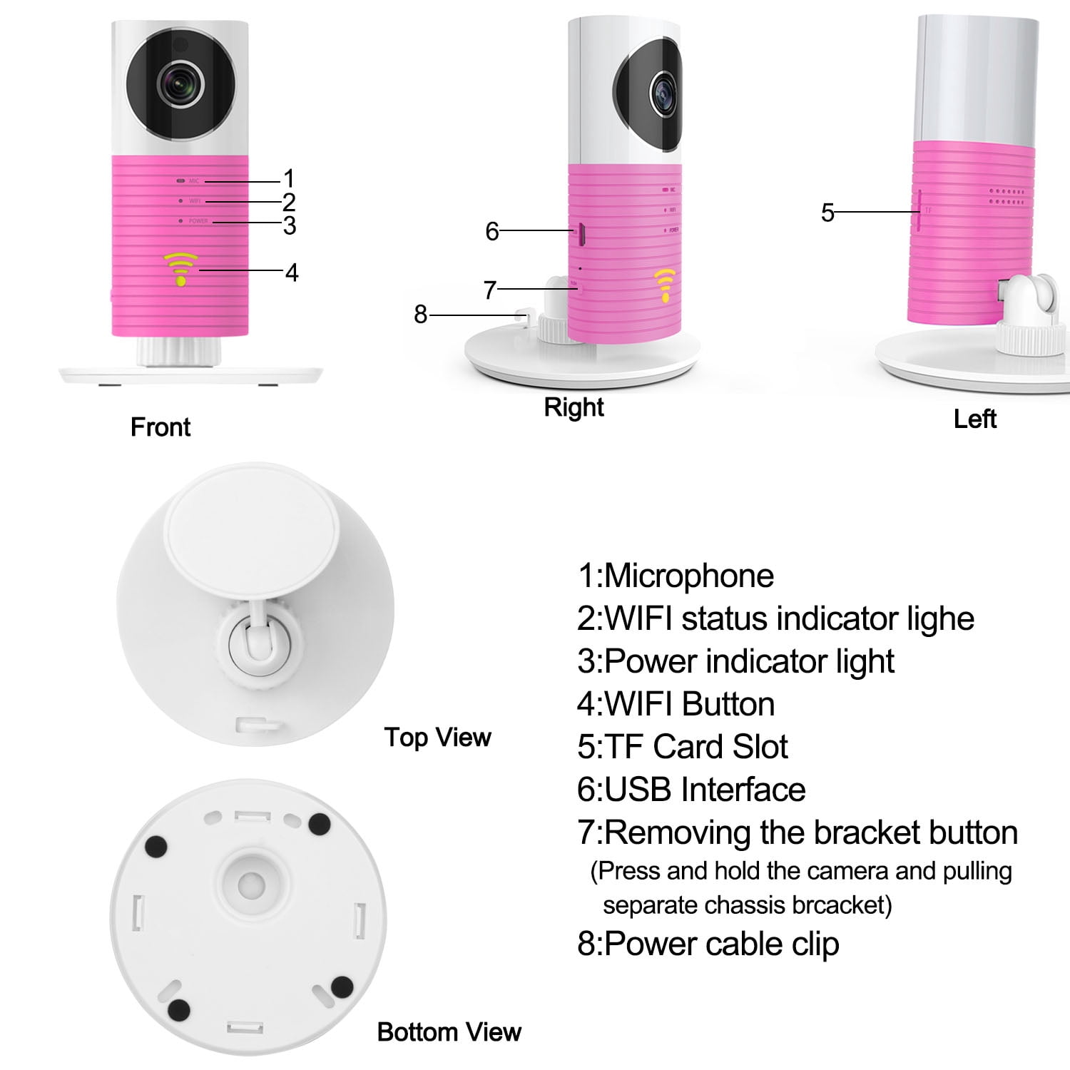 AGPtek 1080P HD  Wireless baby Monitor WiFi CCTV  Smart  Camera With Video,Wireless  Pet Monitor, Pink