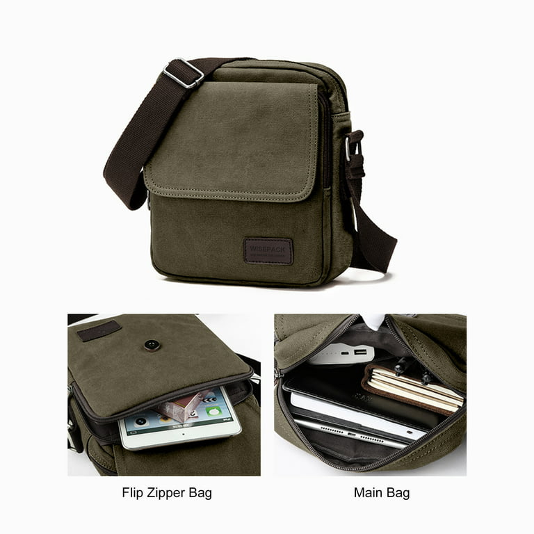 Large Canvas Green Mens Clutch Bag Zipper Wristlet Bag Phone Purse