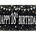 thumbnail image 4 of Black and White Themed 18th Birthday Backdrop Banner with Balloon Star Elements Party Decoration for Photography Props Birthday Party Decor Background Supplies, 4 of 8