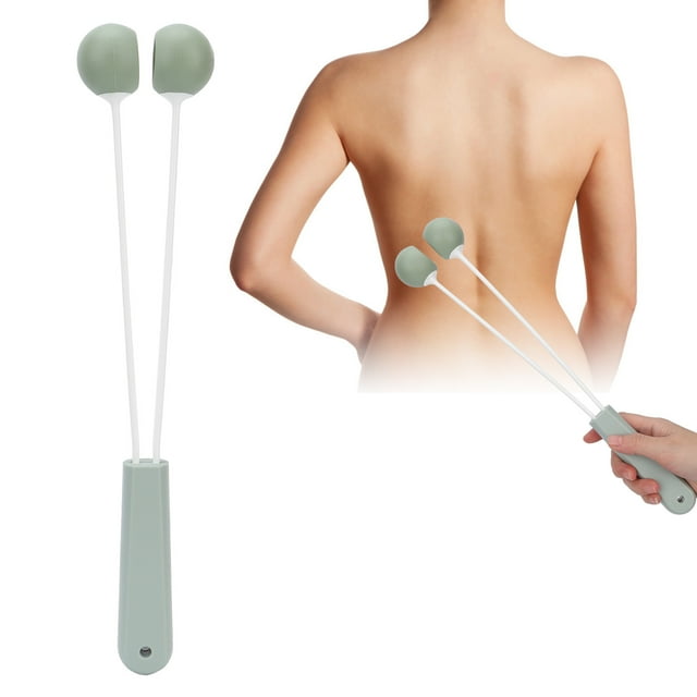 Martillo de masaje de mano antideslizante doble bola de silicona masajeador corporal martillo de masaje corporal para espalda hombro cuerpo alivio de la fatiga muscular ANGGREK Otros