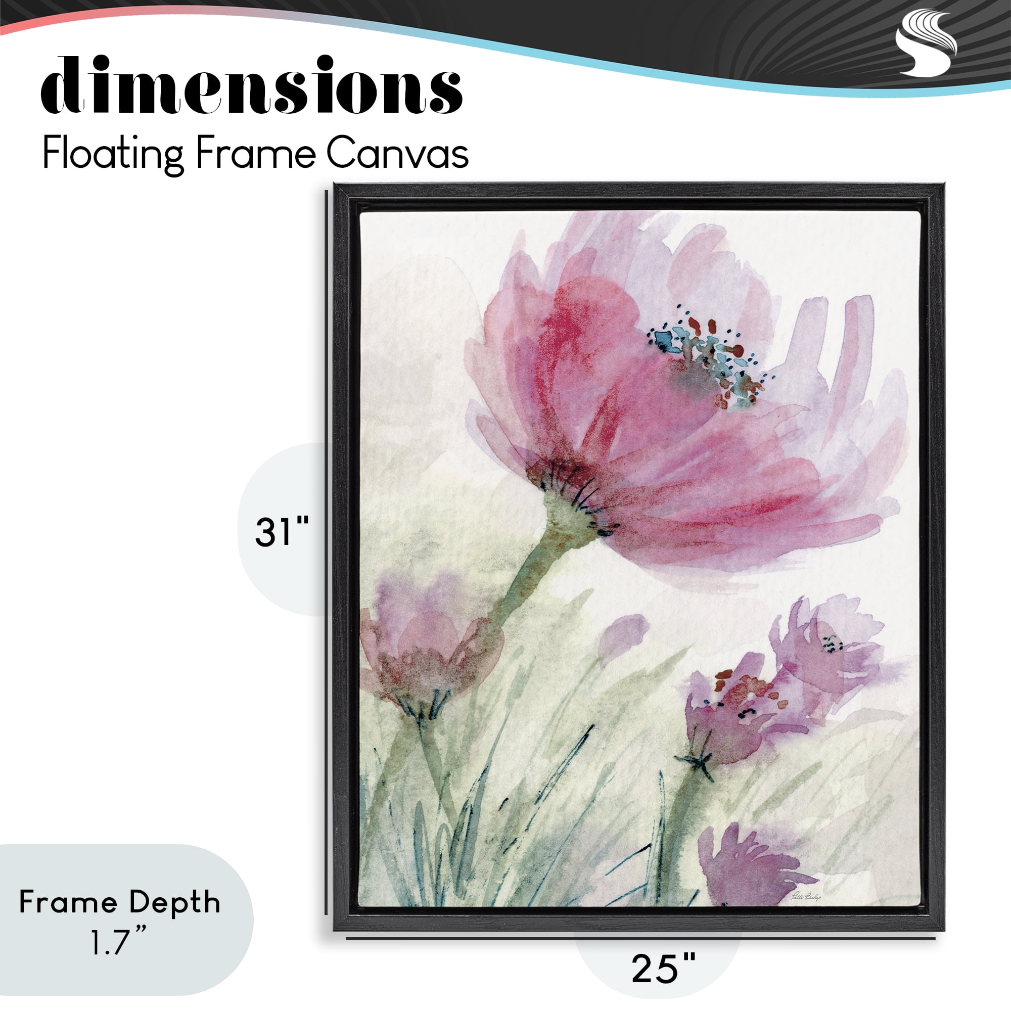 Stupell Industries Pink Flower & Speckled Stamen Black Framed Floater Canvas Wall Art, design by Patti Bishop