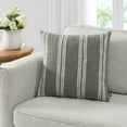 thumbnail image 2 of My Texas House 18" x 18" Singa Stripe Sage Green Reversible Cotton Slub Decorative Pillow, 2 of 6