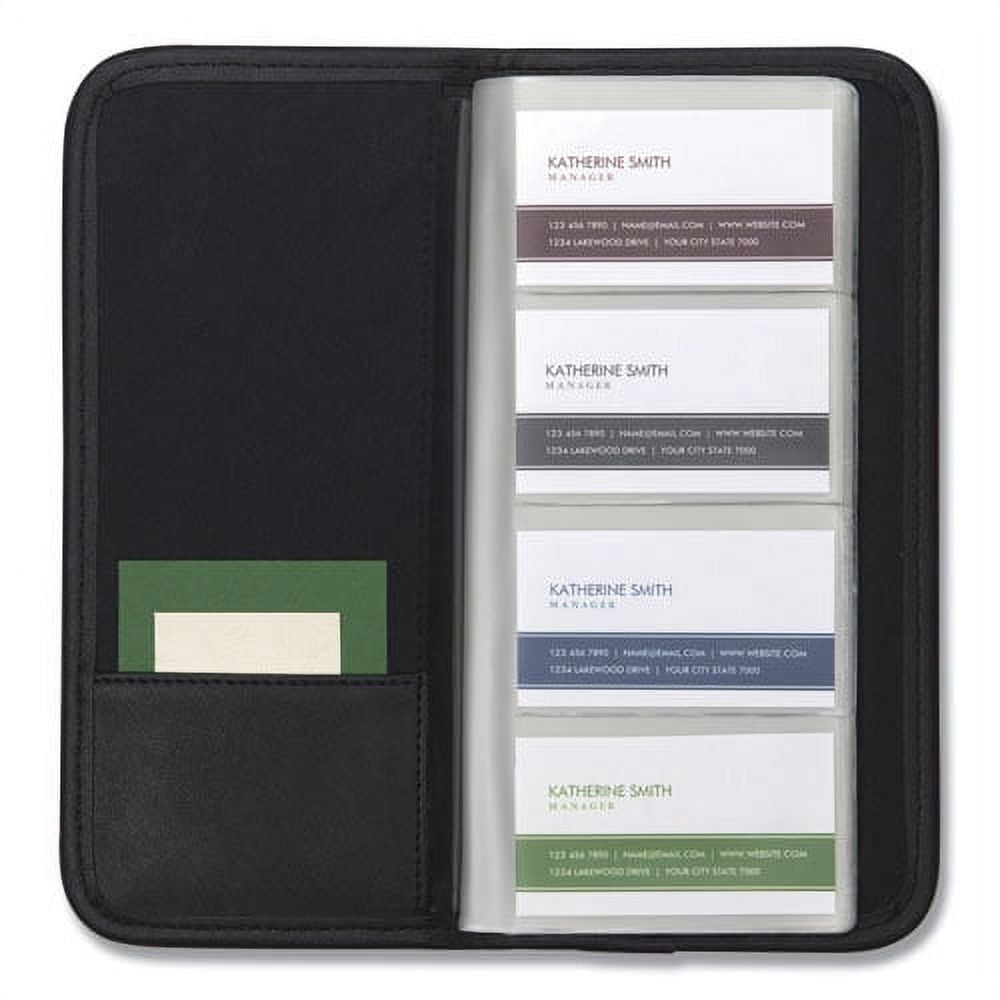 Professional Vinyl Business Card File, Holds 160 2 X 3.5 Cards, 4.75 X 10.13, Black | Bundle of 2 Each