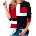 thumbnail image 2 of Lolmot Womens Crew Neck Color Block Sweatshirts Tops Long Sleeve Casual Pullover Cute Lightweight Loose Plus Size Tops, 2 of 5