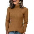 thumbnail image 2 of Turtleneck Sweaters for Women - Oversized Fall Winter Long Sleeve Soft Dressy Casual Knit Pullover Tops 2025 Brown 2XL, 2 of 5