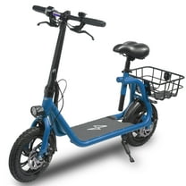 Phantomgogo Commuter R1 - Electric Scooter for Adults - Foldable Scooter with Seat & Carry Basket 15MPH 265lbs Max Load E Mopeds for Adults (Blue)