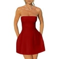 thumbnail image 2 of Robe Tube Sans Bretelles pour Femmes, Robe de Soirée Boîte de Nuit, Robe de Bal Courte Rouge m, 2 of 10