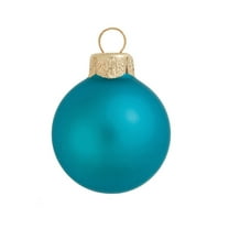 Whitehurst Large Matte Finish Glass Christmas Ball Ornaments - 6" (150mm) - Teal Blue -2ct
