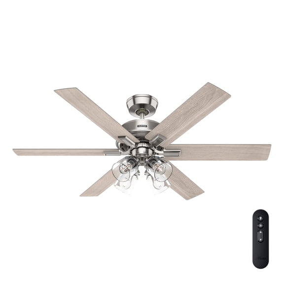 Restored Hunter Fan 52 inch Brushed Nickel Indoor Ceiling fan with Light and Remote for Bedroom, Living Room, Office, Kitchen (Refurbished)