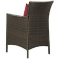 thumbnail image 3 of Modern Contemporary Urban Design Outdoor Patio Balcony Garden Furniture Side Dining Chair Armchair, Rattan Wicker, Red Brown, 3 of 3