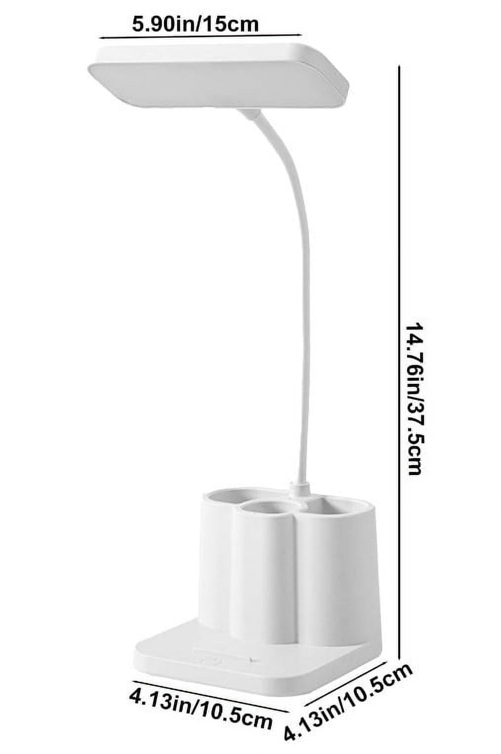 Rechargeable LED Desk Lamp - Touch Control, Stepless Dimming, 3 Color Modes, Gooseneck Design with Pen Holder & Night Light, for Study, Reading, Home Office, Dorm, and Bedroom