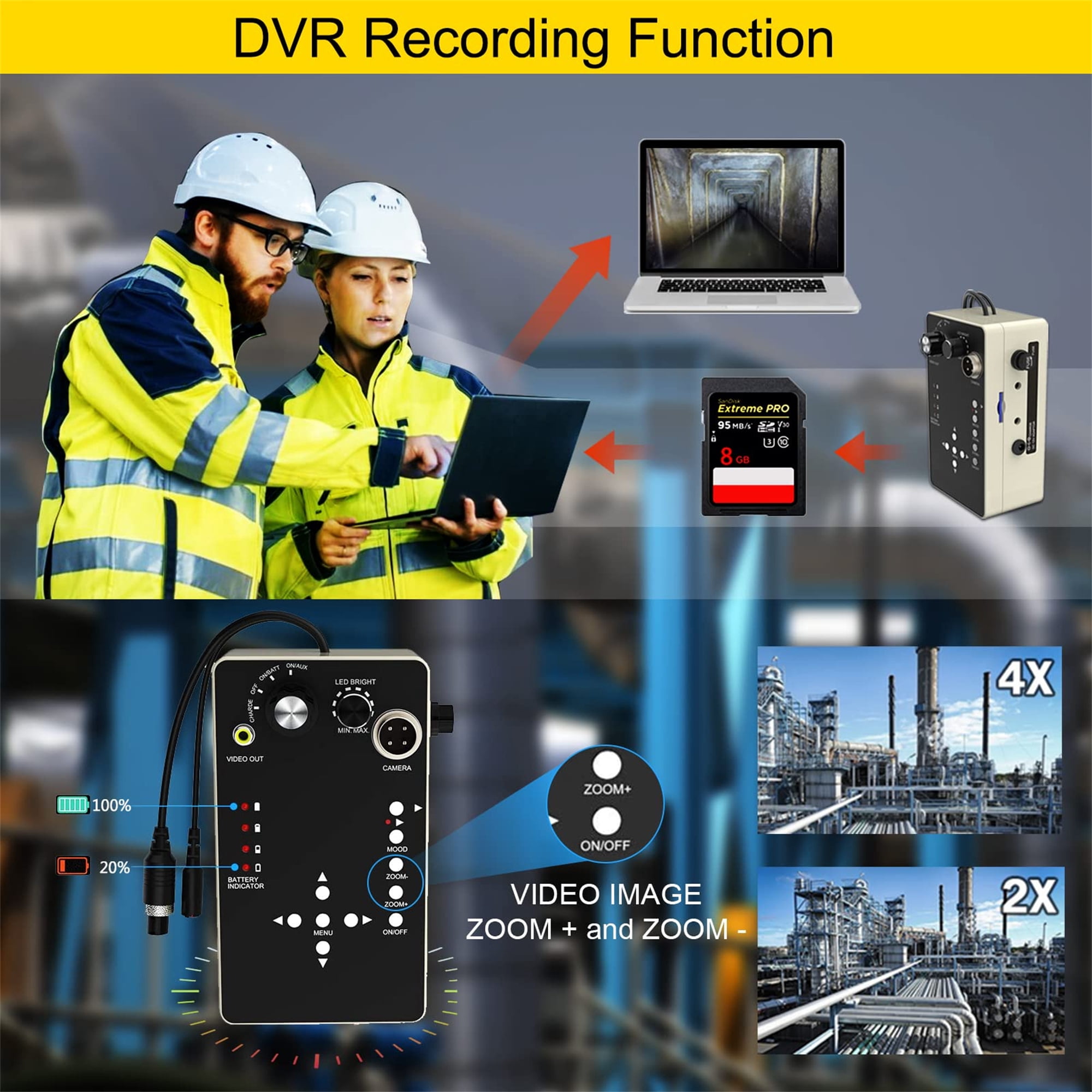 Jinyeda Sewer Camera with Locator, 7'' LCD 100ft Sewer Inspection Camera with 512Hz Transmitter and Receiver for Pinpoint Location Blockages and Damage