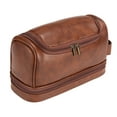thumbnail image 1 of Bolsa de aseo de cuero PU, bolsa organizadora de viaje de gran capacidad con gancho colgante, bolsas de afeitar para baño, 1 of 9