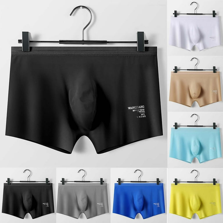Lovskoo Seamless Underwear Breathable Stretch Panties Men Solid Color Ice  Silk Seamless One Piece Boxer Briefs White