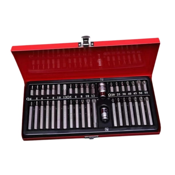 Juego de 40 herramientas con puntas hexagonales para reparación de automóviles, herramienta manual profesional Rojo