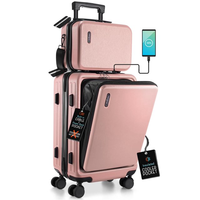 Equipaje de mano TRAVELARIM, carcasa rígida de 22 pulgadas con bolsa para cosméticos