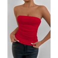 thumbnail image 6 of Women'S Tube Tops Strapless Going Out Crop Tank Top Ruched Bandeau Outfits Sleeveless Y2K Shirts Red M, 6 of 7
