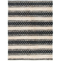 SAFAVIEH Natural Fiber Odran Striped Area Rug, Black/Ivory, 8' x 10'