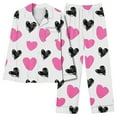 thumbnail image 6 of yoeyez Pajamas for Women 2 Piece Love Heart Printed Pajamas Sets Ladies Loungewear Button-Down Long Sleeve and Pant Pj Sets Soft Sleepwear Multicolor 3XL, 6 of 7