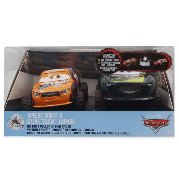 Disney Parks Pixar Cars Speedy Comet & Steve Slick Lapage Pullback Car New Box