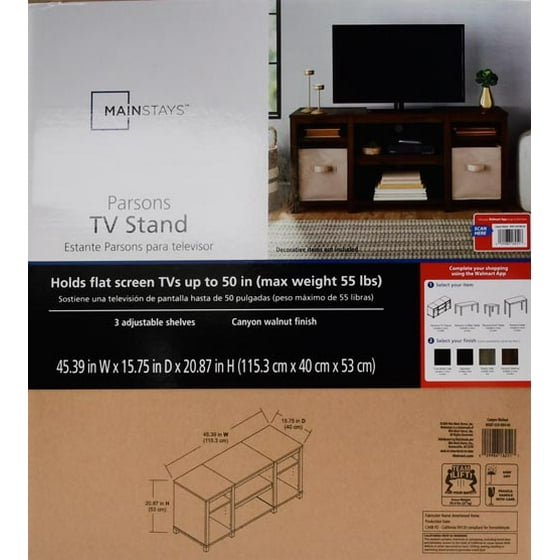 Mainstays Parsons Cubby Tv Stand For Tvs Up To 50 Multiple Finishes