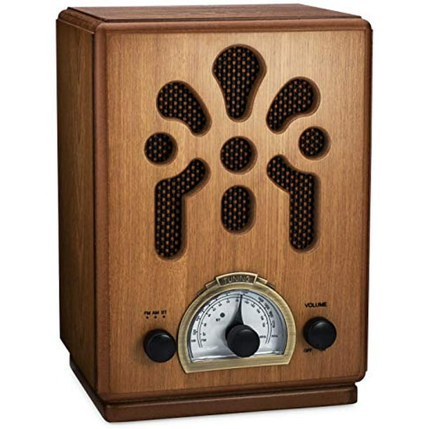 ClearClick Radio AM/FM clásica vintage estilo retro con Bluetooth - Exterior de madera hecho a mano Marrón