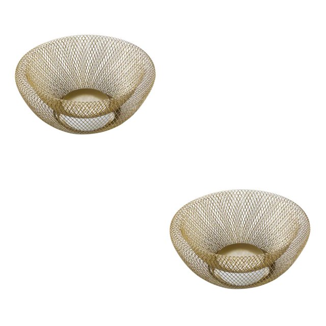 Kearding Cesta decorativa de malla de doble pared para frutas, cuenco de malla metálica para aperitivos, soporte de cocina para centro de Oro 2piezas Kearding CBP588723