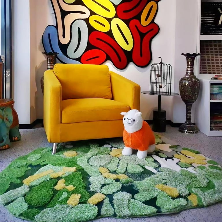 Ukeler 3D Shag Moss Area Rugs for Home Decor Non Slip Washable Kids Play Rug  Cozy Plush Living Room Bedroom Bedside Rug 39.5''×39.5'' 