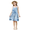 thumbnail image 7 of Cethrio Girl's Summer Dresses, 2025 Sleeveless A-Line Casual Dresses Holiday Dresses Blue Size 5-6T, 7 of 7