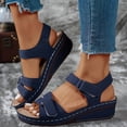 thumbnail image 2 of Orthopedic Sandals for Women Comfortable Low Wedges Breathable Footbed Arch Support Walking Shoes with Adjustable Strap Blue Size 7.5, 2 of 5